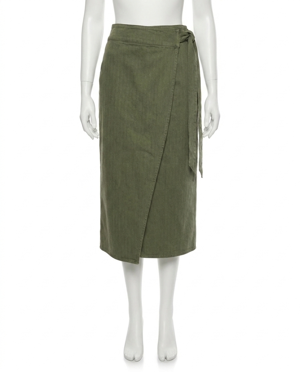 NEW THE GREAT. wrap midi skirt in classic army